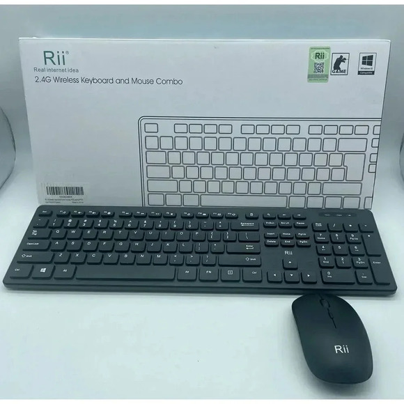 Wireless Keyboard & Mouse‎ Combo Rii RK200 Standard Office for Windows & Android - Picture 1 of 8